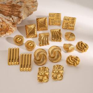 Vintage Textured Gold Stud Earrings