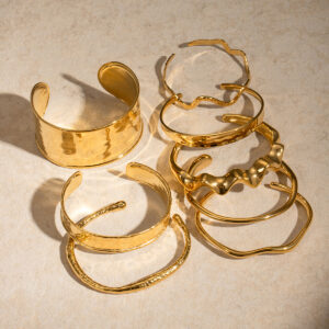 Gold Cuff Bracelet Stack