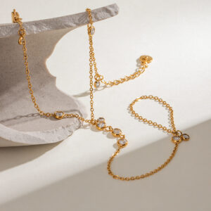 Titanium steel gold bead bracelet