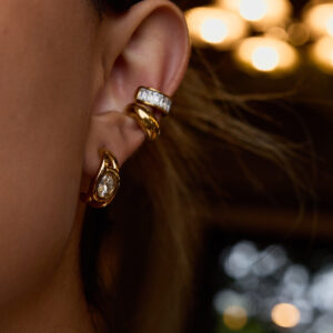 Titanium steel crystal earrings