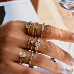 14K gold-plated titanium steel stackable ring set - minimalist yet luxurious