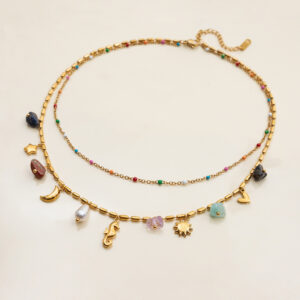 Layered gold bead necklace